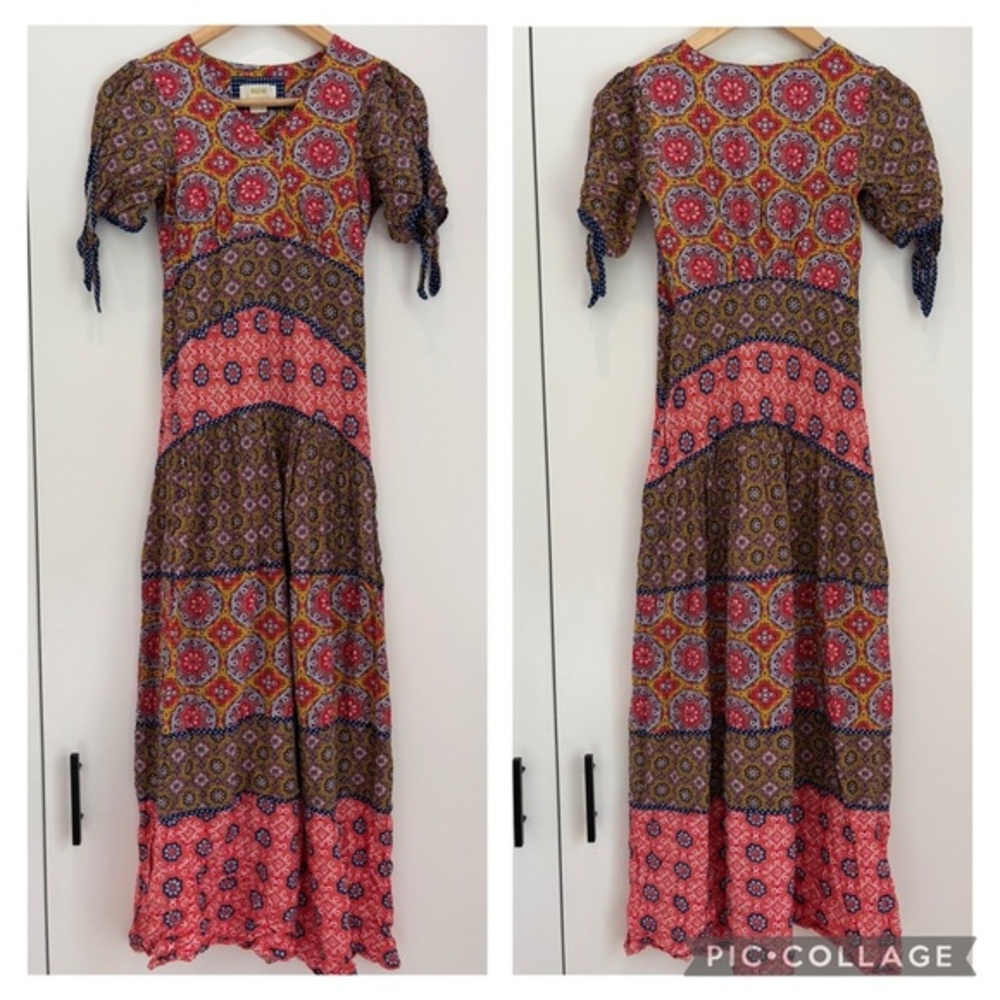 Anthropologie Maeve Eder Tiered Maxi Dress in Coral - Picture 4 of 10